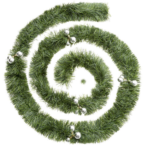 Guirlande de Noël large 10 cm Vert avec déco Argent Longueur 2.7 mètres - Feeric Christmas