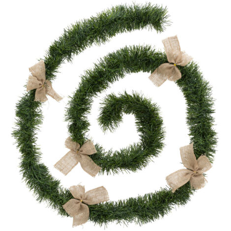 Guirlande de Noël large 10 cm Verte avec 5 Noeuds Longueur 2.7 mètres - Feeric Christmas