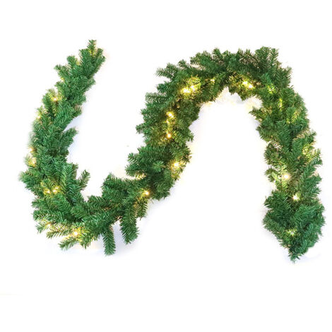 Guirlande de Noël lumineuse LED sapin artificiel avec déco,choix longueur 270cm décoré 30 LEDs,300 feuilles GROOFOO