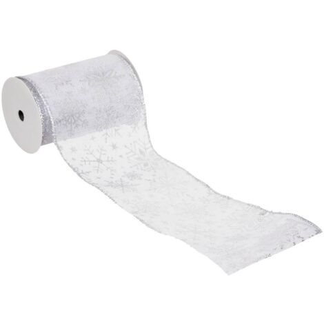 Guirlande de Noël Ruban Blanc avec Flocons Argentés 12 cm x 5 m - Feeric Christmas
