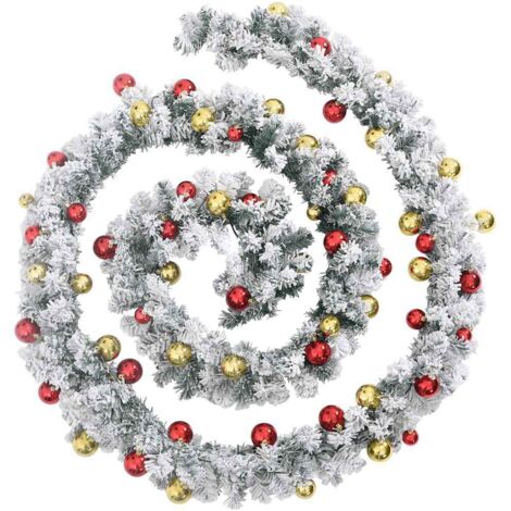 Guirlande de Noël，Décoration de Noël avec boules et lumières LED vert 5 m PVC CFW54739