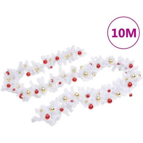 Guirlande de Noël，Décoration de Noël décorée avec boules Blanc 10 m CFW81549