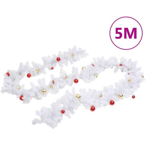 Guirlande de Noël，Décoration de Noël décorée avec boules Blanc 5 m CFW12010