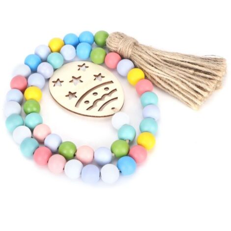 Guirlande de Pâques en Perles de Bois Colorées - Décoration Murale Maison - 85 cm