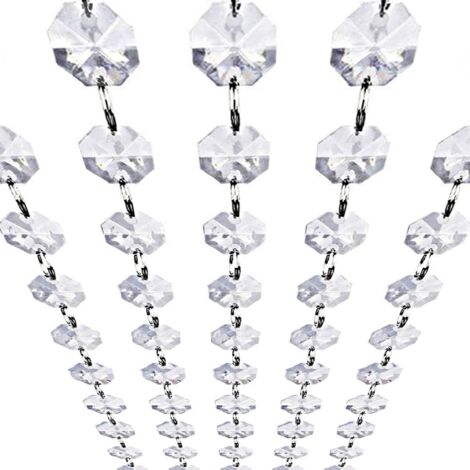 Guirlande De Perles Acrylique Cristal - 10 Pièces - 100 Cm - Perles Octogonales Transparentes 18 Mm - Pour Décoration Arbre De Noël Lustre Porte