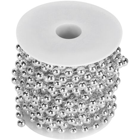 Guirlande de Perles Argentées 8mm - Rouleau de 10m pour Décorations de Fêtes - Décoration Murale Étincelante