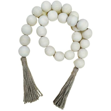 Guirlande de perles en bois 51 pouces avec glands, décoration murale pour festival, ornement suspendu pour maison.