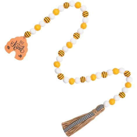 Guirlande de perles en bois abeille avec pompon, décoration murale champêtre pour festival