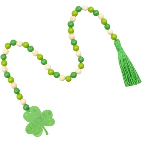 Guirlande de perles en bois avec pompons pour la Saint-Patrick (Irlande)