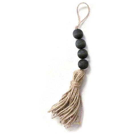 Guirlande de perles en bois avec pompons, style champêtre, décoration rustique