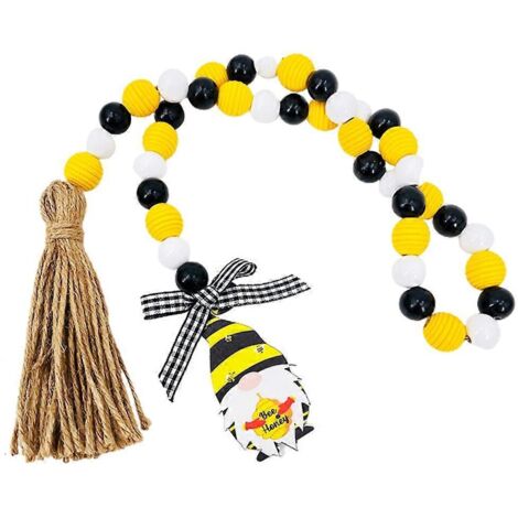 Guirlande de Perles en Bois Festival des Abeilles avec Franges et Ornements Charmants