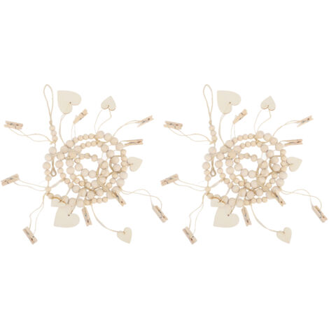 Guirlande de Perles en Bois Rustique - Décoration Murale et de Table Style Ferme - Lot de 2