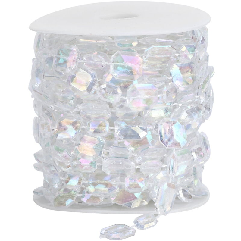 Feiyue - Guirlande de perles octogonales en cristal acrylique irisé de 10 m, découpable pour Noël, la Saint-Valentin, une exposition, un mariage, des