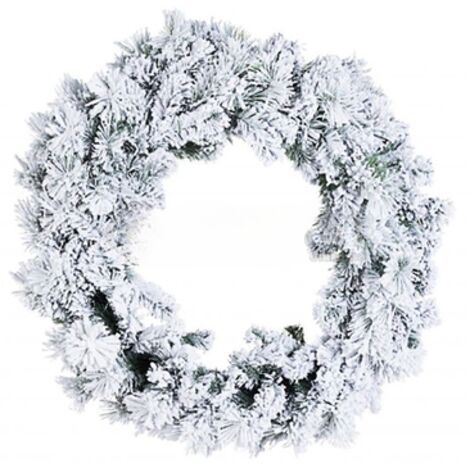GUIRLANDE DE PIN VERT NEIGE 50CM COURONNE EFFET NEIGE DÉCORATIONS DE NOËL