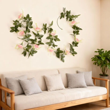 Guirlande de Roses Artificielle Silk Rose Fleurs Roses Douces Faux Rose Garland Ivy Rose Fausse MUR et WALL Plante 2.4 m Rose Garlands Florale Grand Design et Rose Decorateur avec Rose Blanc Roses Des