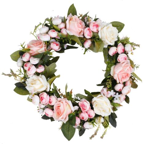 Guirlande de roses artificielles pour porte d'entrée, mariage, jardin, cheminée, intérieur ou extérieur, 35 cm