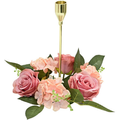 Guirlande de Roses de Simulation, Mini Anneau de Bougie pour la Décoration de Placard de Table à Manger de Salon de Fête de Mariage (B)