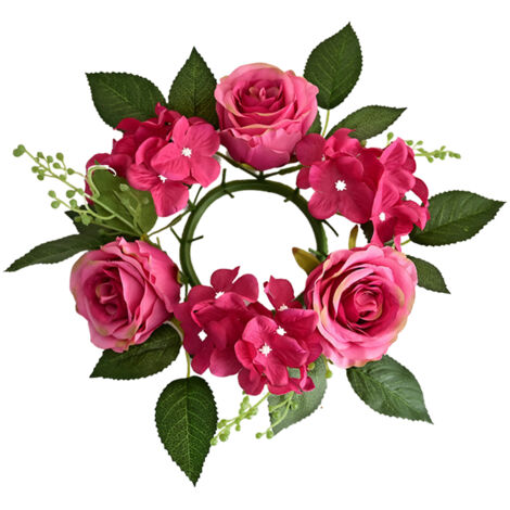 Guirlande de Roses de Simulation, Mini Anneau de Bougie pour la Décoration de Placard de Table à Manger de Salon de Fête de Mariage (BB)