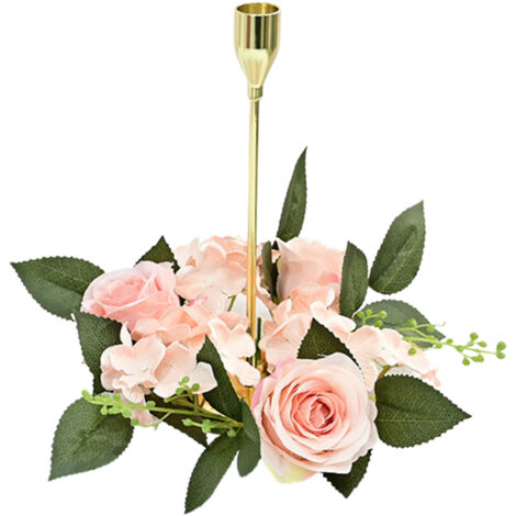 Guirlande de Roses de Simulation, Mini Anneau de Bougie pour la Décoration de Placard de Table à Manger de Salon de Fête de Mariage (X)