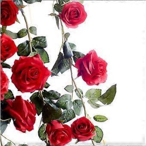 Guirlande de roses en soie rose vif, 180 cm, fleurs artificielles réalistes pour la décoration de mariage, toucher authentique, faciles à modeler, embellissez votre espace avec élégance.
