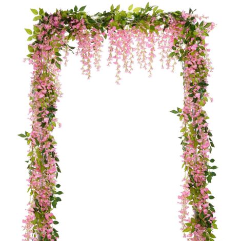Guirlande de roses et de glycines artificielles, fleurs artificielles