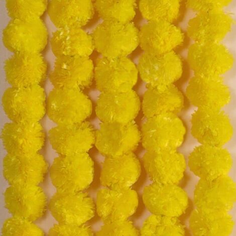 Guirlande de soucis artificielle de 5 pièces (1,4 m) pour Halloween, Diwali, Pooja, mariage, cheminée, Noël et décoration automnale - Jaune