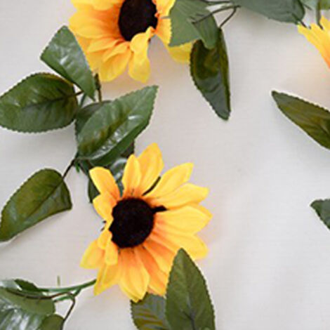 Guirlande de Tournesol Artificiel avec Fleurs 11cm - Décor Polyvalent pour Maison, Jardin et Fêtes (200cm, 1 Pièce)