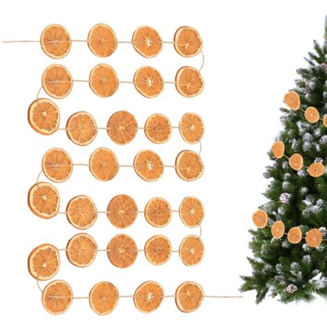 Guirlande de Tranches d'orange, Bannière Décorative de 2,7 M des Fruits, Décorations d'oranges Séchées à Suspendre, Ornements Forme Rustique pour Noël, Thanksgiving, Mariages, Anniversaires