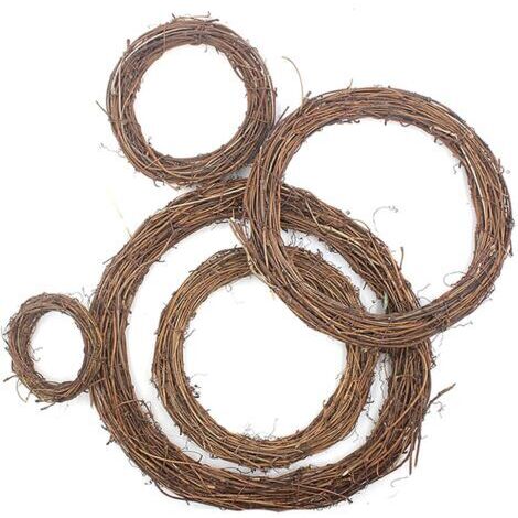 Guirlande de vigne naturelle, 5 pièces, guirlande en bois, guirlande en rotin naturel, couronne de Noël artisanale pour décoration de porte d'entrée, décoration murale de fête (8,12,20,25,30 cm)