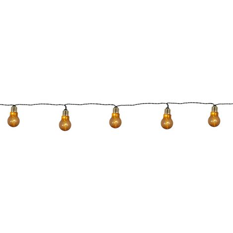 Guirlande déco LED 5 ampoules ambrées sur piles