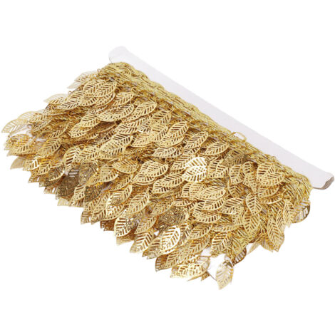 Guirlande Dorée 10m pour Décoration Murale, Ruban Métallique Étincelant DIY, Forme Ajourée Feuille