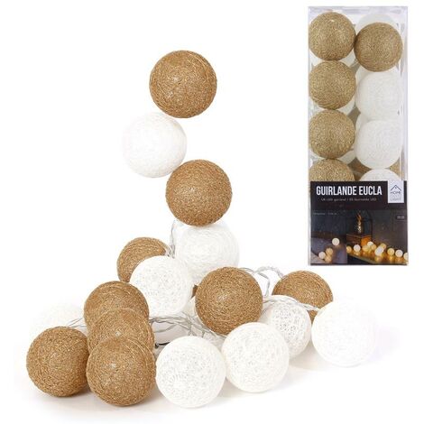 Guirlande lumineuse boules colorées 20 LED 3,45 m Blanc. Or - Blanc. Or