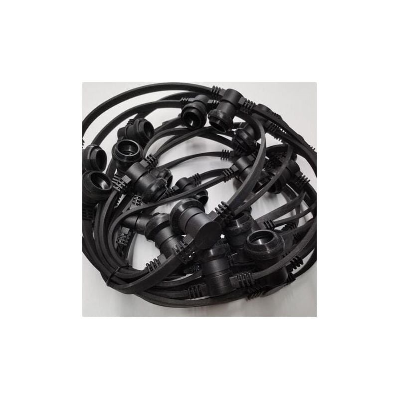 SNQ - Guirlande Extérieure 10m IP65 Noir Connectable - Guirlande Lumineuse Extérieure pour Ampoules E27 10 Ampoules - Guirlande Extérieure pour