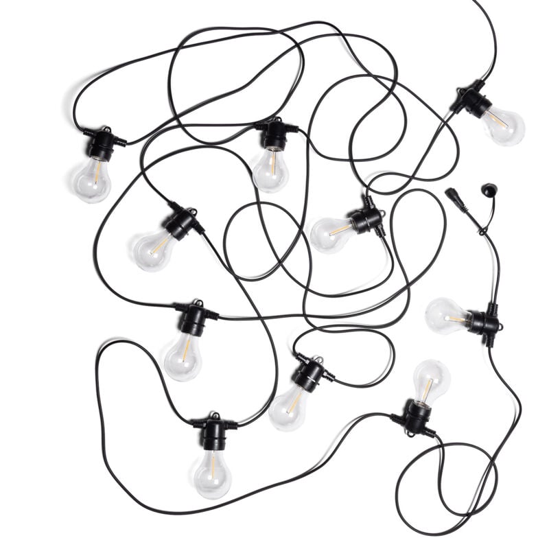 Guirlande Extérieure avec 10m Noire + 10 Ampules Filament led E27 24V Noir