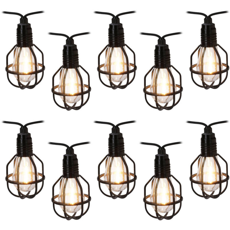 Guirlande lumineuse solaire pour le jardin PARTY ALL NIGHT, 10 lumières au style industriel