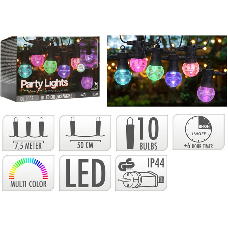 Guirlande lumineuse 10 boules led colorées - partylights