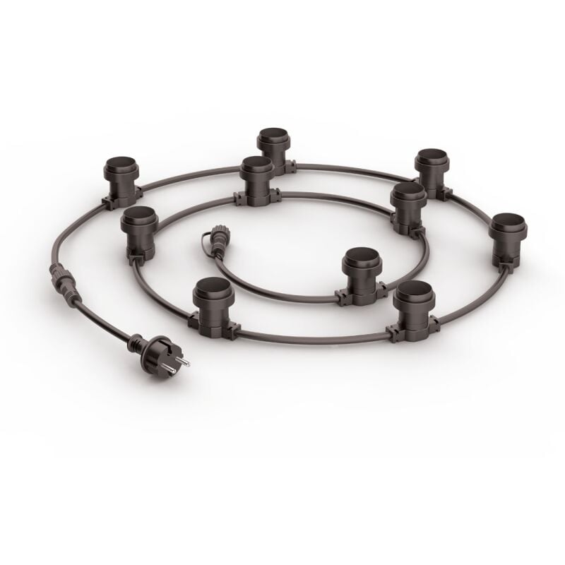 Guirlande Guinguette led Noire, Compatible Ampoules E27, 5m Extensible - GRL5230VB - Xanlite