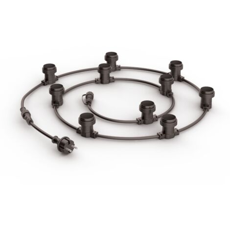 Guirlande extérieure, personnalisable et extensible, câble noir, compatible culot E27 (vendue seule, hors ampoules) | Xanlite