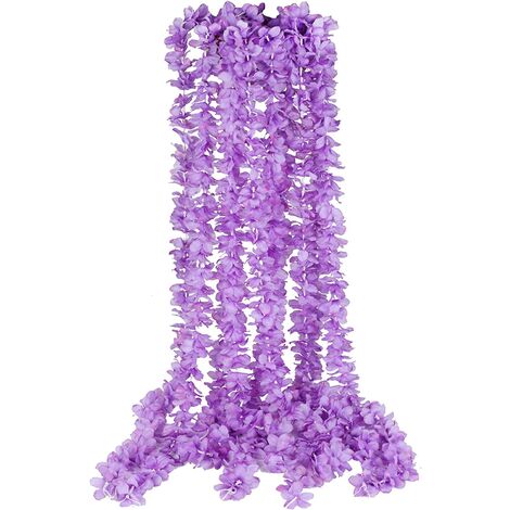 Guirlande Fleurs Artificielles Glycine 10x 1m Fausses Wisteria Artificielle Violet Plantes de Vigne Suspendues en Soie pour Mariage Fête Maison Jardin Hôtel Extérieur Intérieur Arche Florale