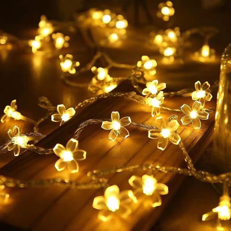 Guirlande fleurs cerisier 10 m 100 LED batterie – télécommande – étanche – jardin/mariage