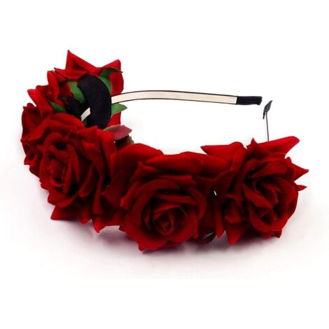 Guirlande florale rose en bandeau pour demoiselle d'honneur ou festival