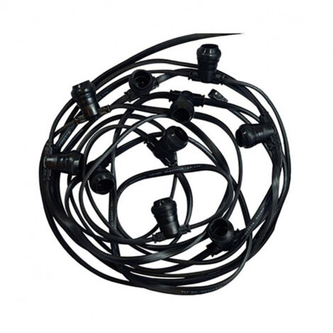 GUIRLANDE FORAINE CABLE PLAT NOIR 10M 10 DOUILLES E27 MIIDEX VISION-EL 51012