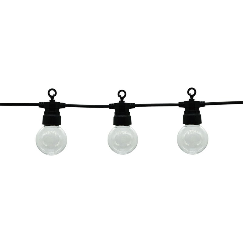 Guirlande Guinguette 10 Ampoules led 8m Fil Noir - Blanc Chaud 2700K