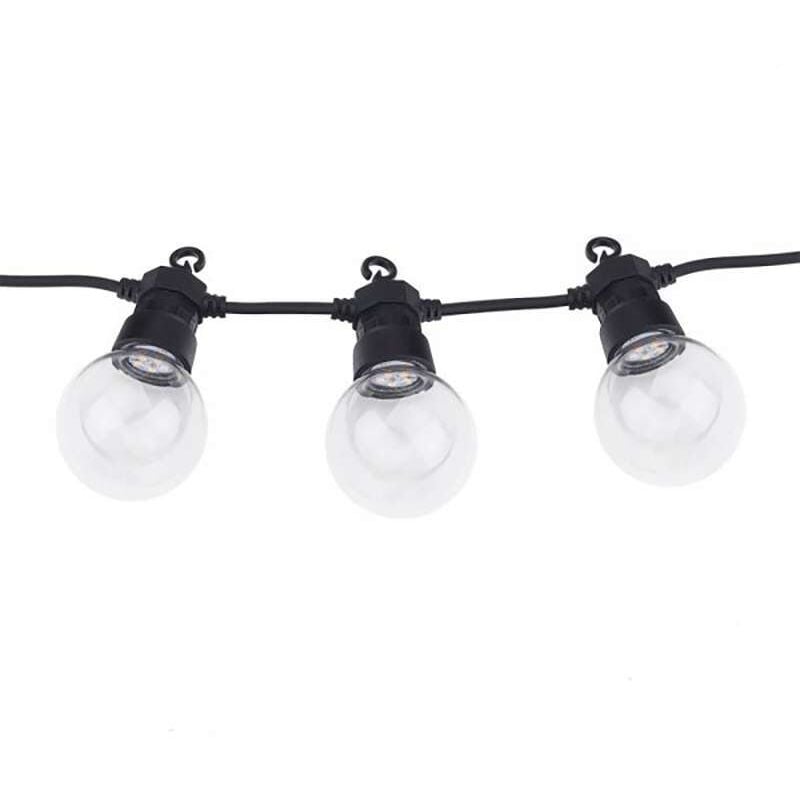 Guirlande Guinguette 10 Ampoules led 8m Fil Noir - Blanc du Jour 6000K