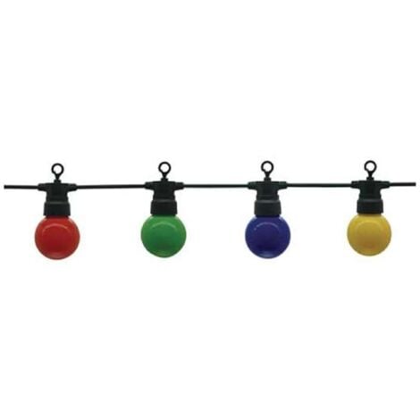 Guirlande Guinguette 10 Ampoules LED Colorées 8m Fil Noir