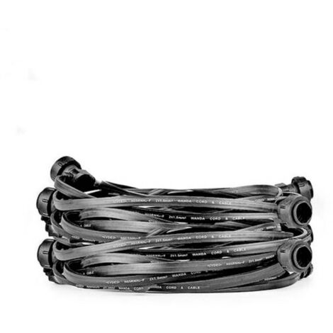 Guirlande Guinguette 10M 10 douilles E27 IP65 extérieur connectable câble plat noir professionnelle
