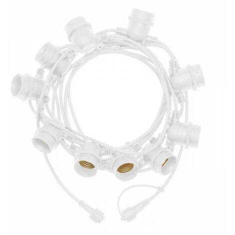 Guirlande guinguette 36V basse tension 5M 10 douilles connectable câble blanc IP44 professionnelle Lotti