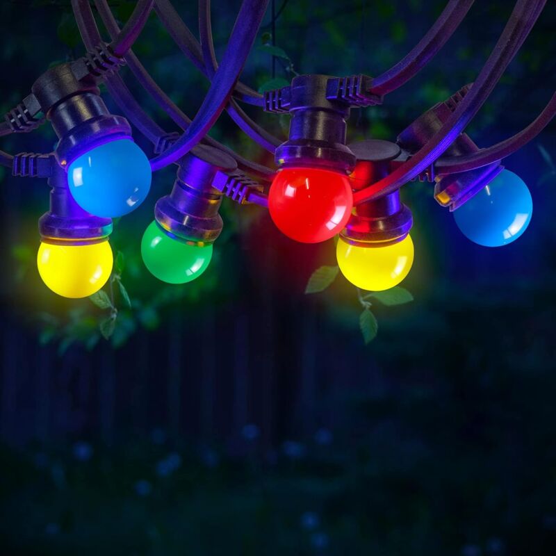 Guirlande Guinguette 5M Multicolore IP65- Guirlande Electrique Extérieure 10 Bulbes Bleu Rouge Jaune Vert - Guirlande Lumineuse Exterieure Decoration