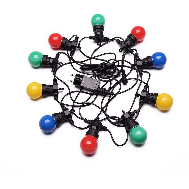 Guirlande Guinguette 5M Multicolore IP65- Guirlande Electrique Extérieure 10 Bulbes Bleu Rouge Jaune Vert - Guirlande Lumineuse Exterieure Decoration