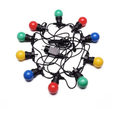 Guirlande Guinguette 5M Multicolore IP65- Guirlande Electrique Extérieure 10 Bulbes Bleu Rouge Jaune Vert - Guirlande Lumineuse Exterieure Decoration Romantique pour Terrasse et Jardin